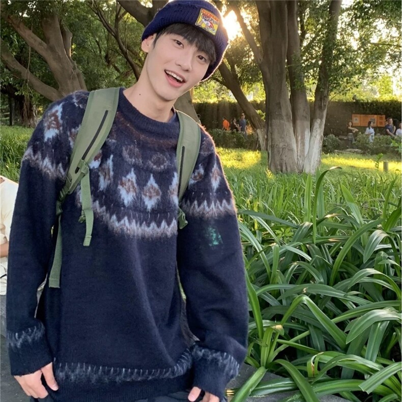 圣诞红色毛衣费尔岛男女潮牌情侣装针织衫秋冬针织衫LA3911-P58,男装针织衫/毛衣,星座1008