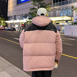 潮牌港风卡通面包服立领宽松轻薄得物白鸭绒羽绒服外套情侣图片