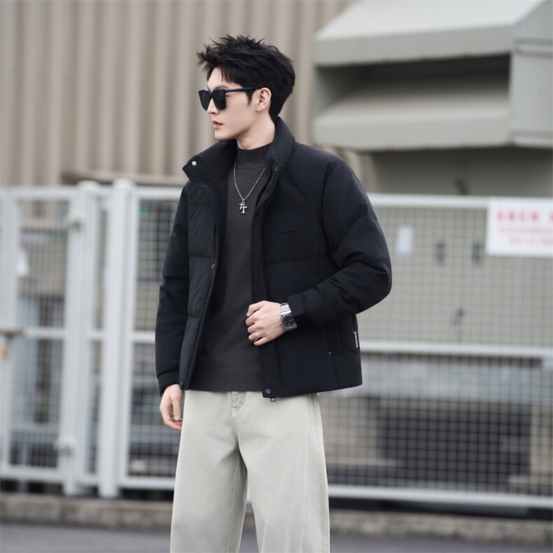 7729-L-4XL-P215-标50绒社会小伙男士休闲立领纯色百搭羽绒服,男装羽绒服,电商B255