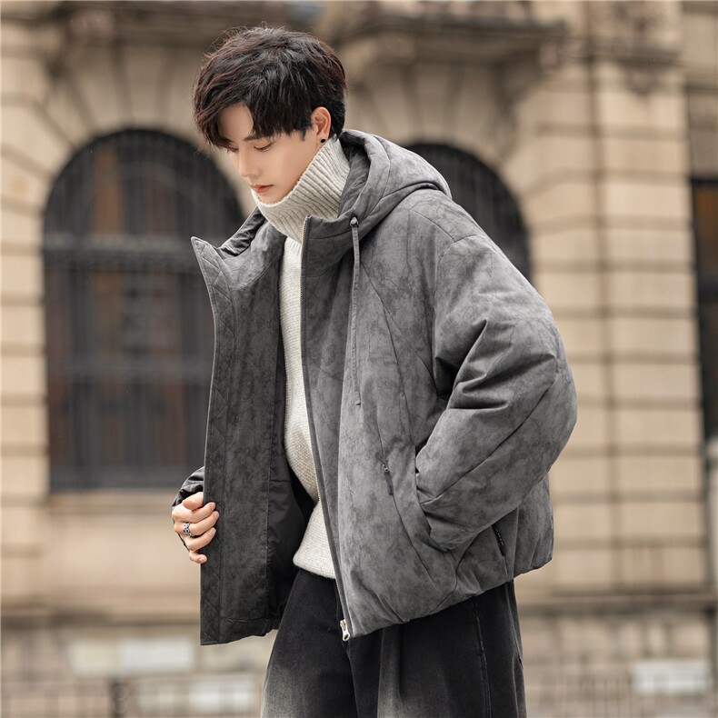 肌理纹连帽羽绒服加厚保暖防风白鸭绒羽绒外套男2788-P395控798，男装羽绒服，电商A355（原A415）