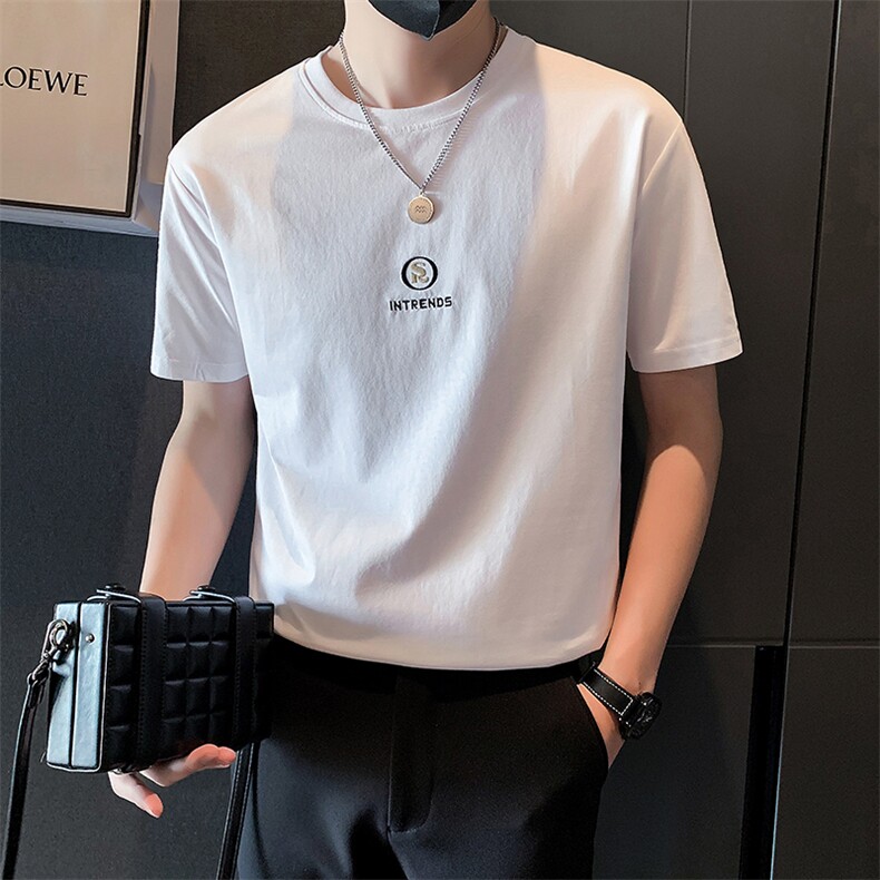2025新款夏季短袖T恤男潮牌刺绣圆领半袖体恤A313-1-9311-P45,男装T恤,电商A313-1