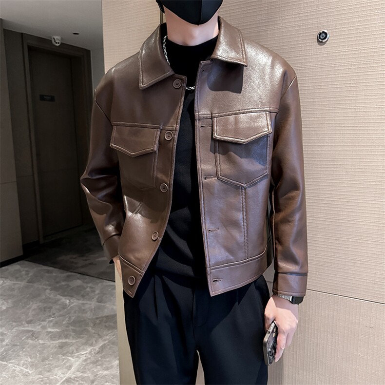 社会小伙男士秋冬休闲皮衣2025秋季长袖夹克店主风JK8012-P135,男装夹克,电商A236