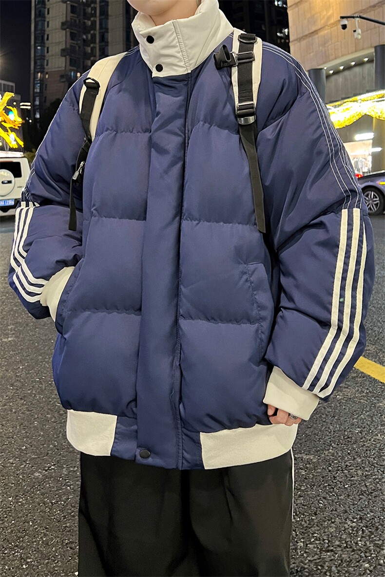 8XL-M三道杠韩系拼接立领加厚棉服三条杠棉衣面包服外套MY1706P98,男装棉衣,电商D206-1