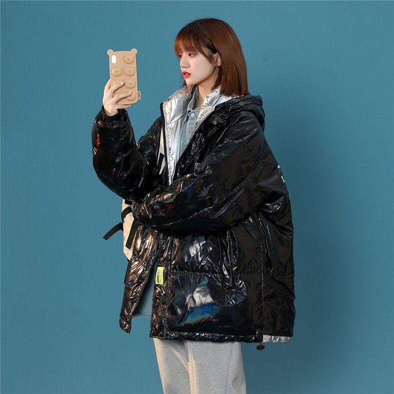 中性风冬季ins炫彩亮面设计感贴标保暖连帽羽绒服YR102P255控298,男装羽绒服,A247A