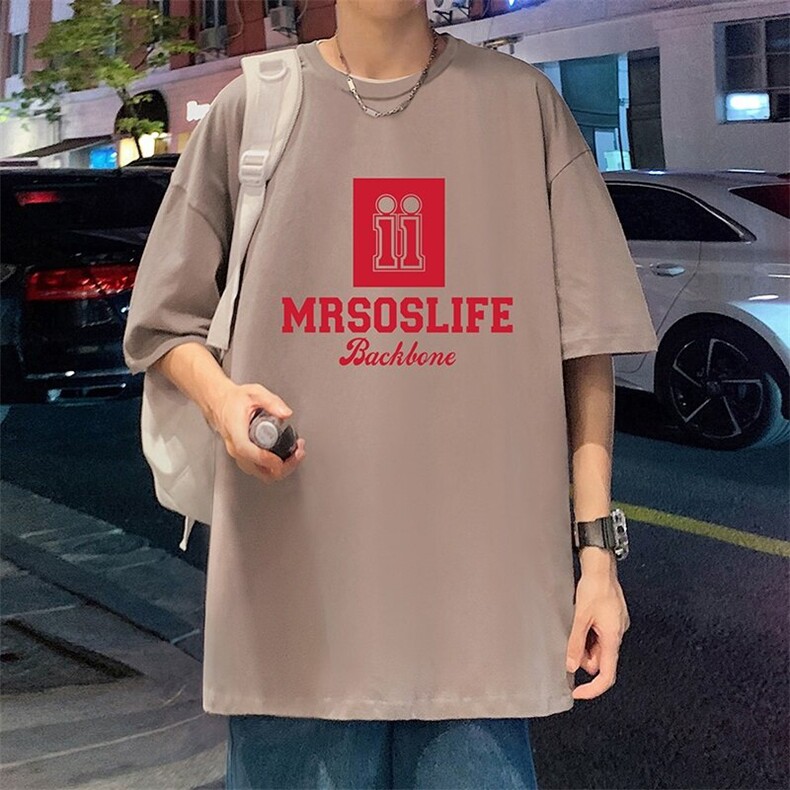 T761大码宽松纯棉运动圆领体恤衫oversize短袖T恤男重磅T,男装T恤,星座304A-1