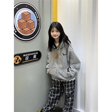 美式复古连帽卫衣女春秋新款宽松oversize学院风休闲百搭上衣外套，女装短外套，星座516A