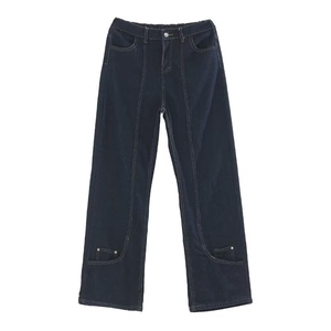 【有货】DK9061-P52个性解构设计反穿了牛仔裤男女慵懒阔腿裤子图片