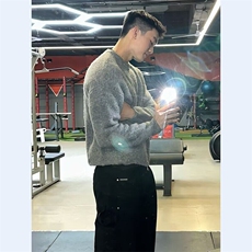 【有货】DM330-P75美式灰色针织开衫外套男慵懒风海马毛休闲毛衣，男装针织衫/毛衣，星座603-2