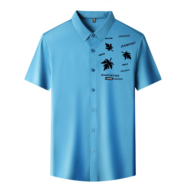 爸爸夏装短袖衬衫商务休闲男士上衣服夏季薄款衬衣夏天中年人男装,男装衬衫,电商B212（原钱塘6029）