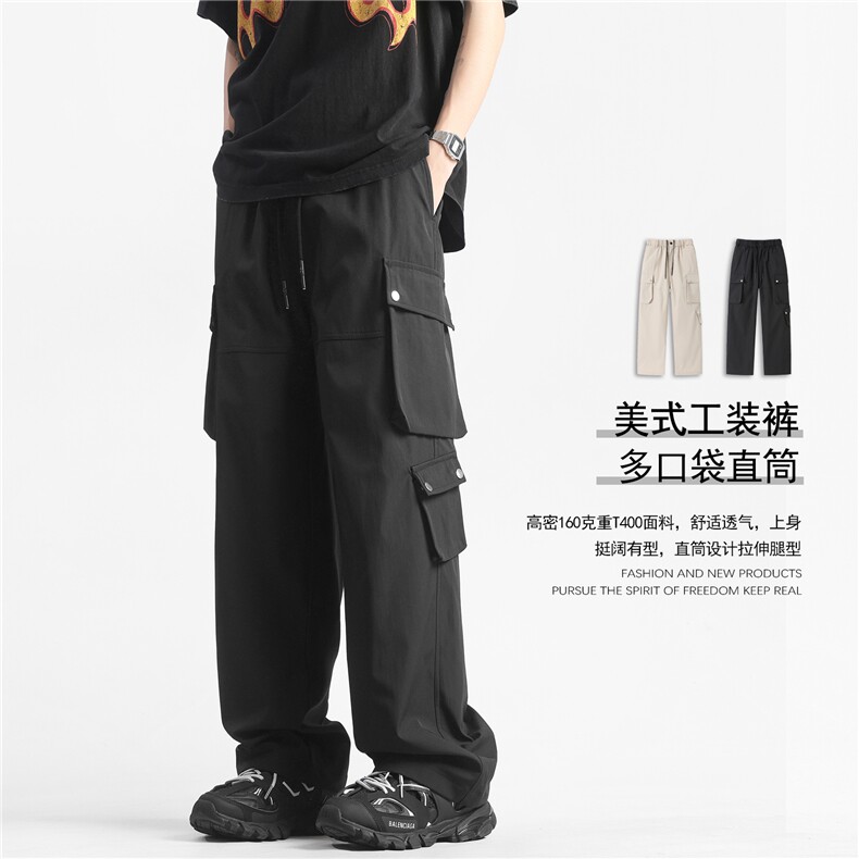 多口袋工装裤男港风裤子潮流宽松直筒休闲裤GK1052,男装工装外套,星座302B-2
