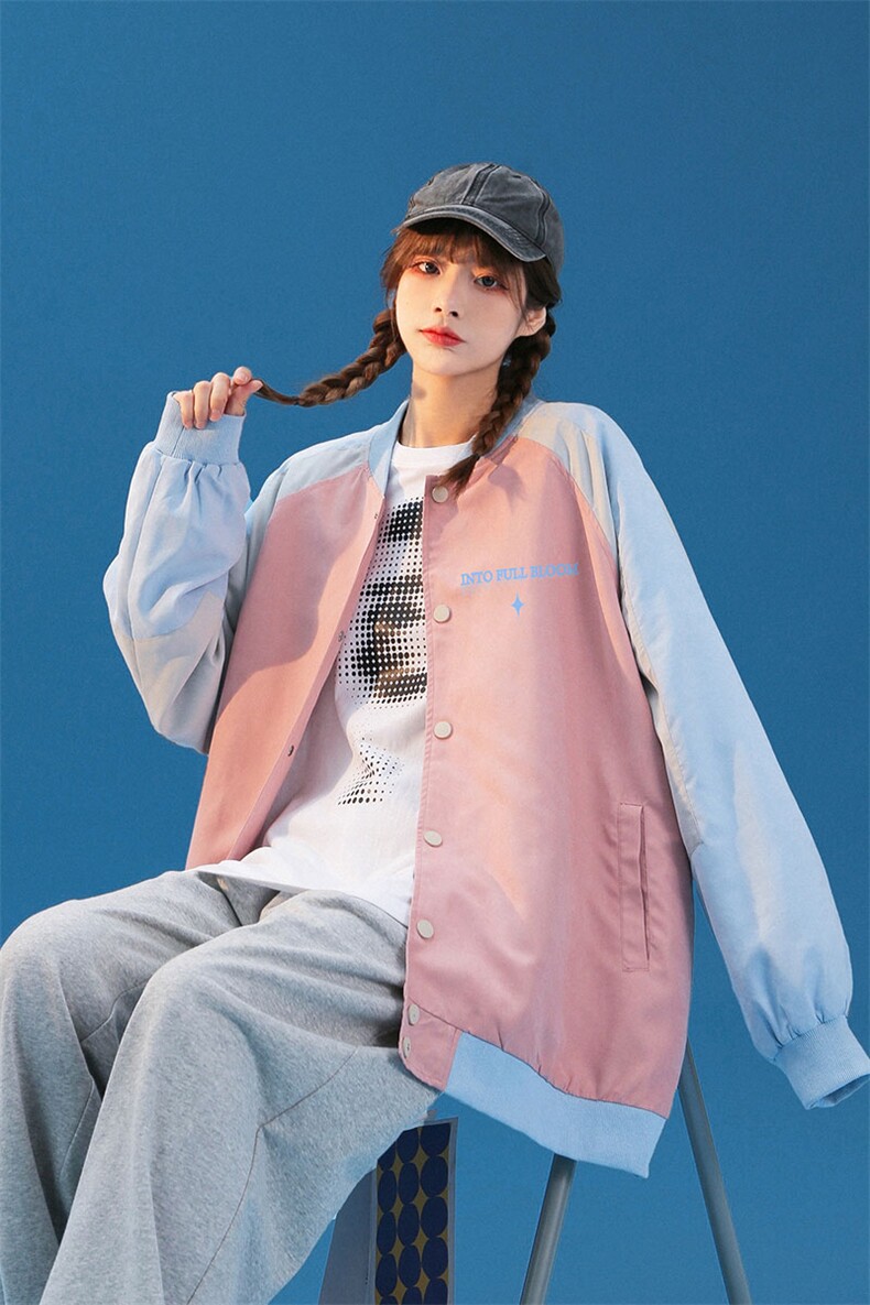 中性风2023秋季新款港风ins潮流字母印花棒球服夹克G412p65控88,男装夹克,A247A