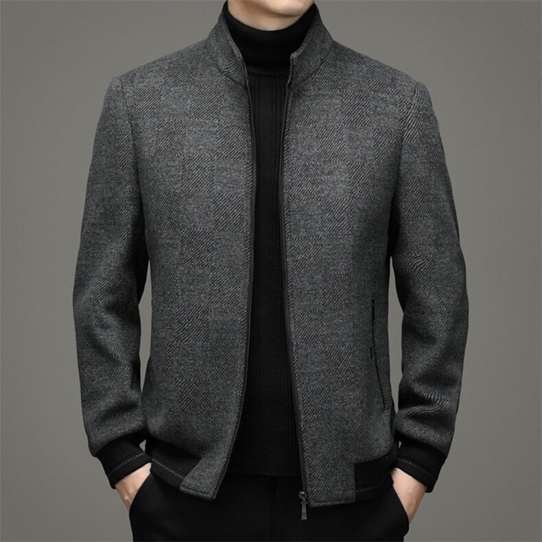 2023冬新款毛呢加棉加厚外套男翻领中年男装羊毛上衣YYN862-P250,男装毛呢大衣,电商B212（原钱塘6029）