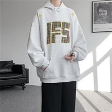 重磅贴布刺绣卫衣大码春秋连帽衫硬挺外套美式休闲上衣WY9108/P65，女装短外套，电商B238