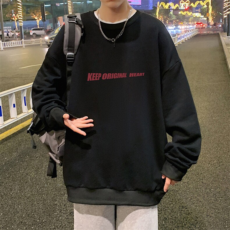 S6071-P28加绒款-P33秋季圆领卫衣男大码韩版宽松长袖外套,男装卫衣,电商A040