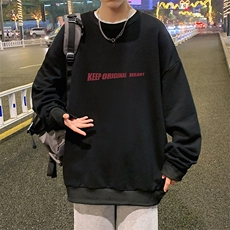 S6071-P28加绒款-P33秋季圆领卫衣男大码韩版宽松长袖外套，男装卫衣，电商A040