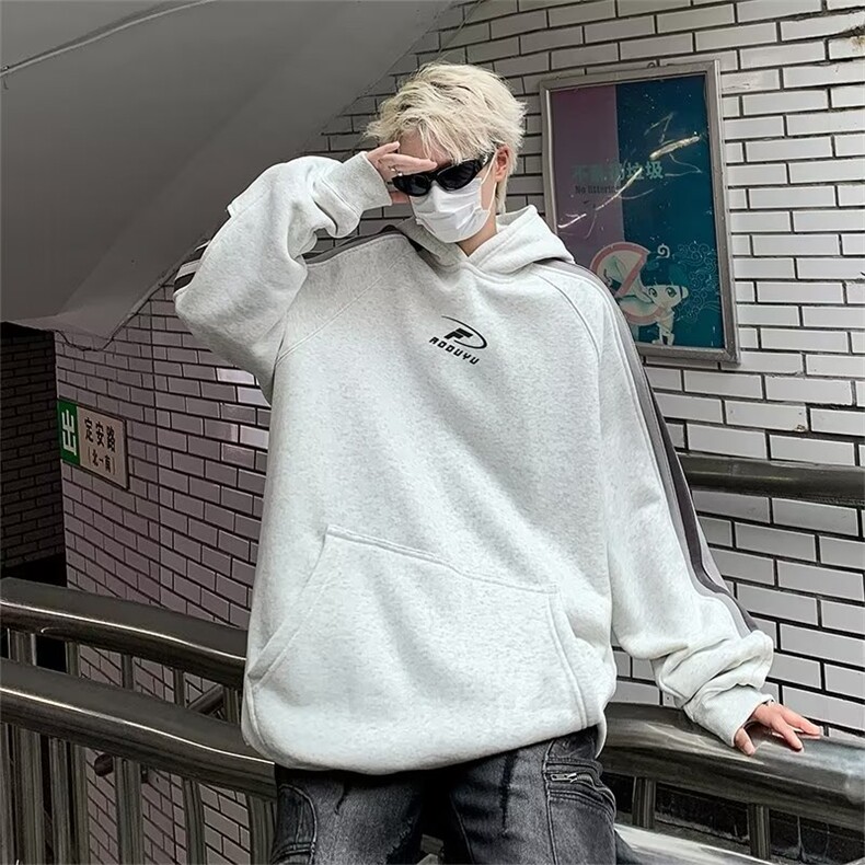 美式高街卫衣男韩版潮连帽字母2023冬季新款ins宽松外套WB166-P57,男装卫衣,星座412-3