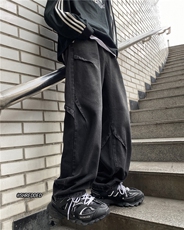 2024春季新款美式高街水洗复古褶皱牛仔裤B315-K23525-P65控78，男装牛仔裤，电商B315