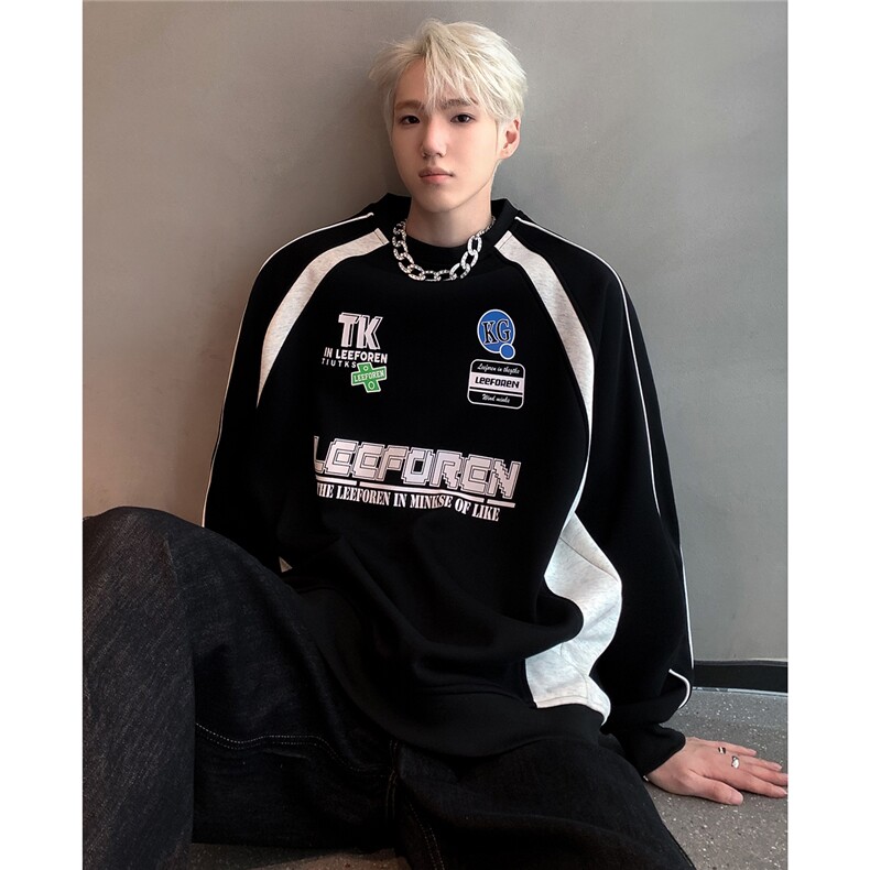 卫衣男春秋季2024新款美式重磅拼接撞色机车服外套W82-P58,男装工装外套,电商C307