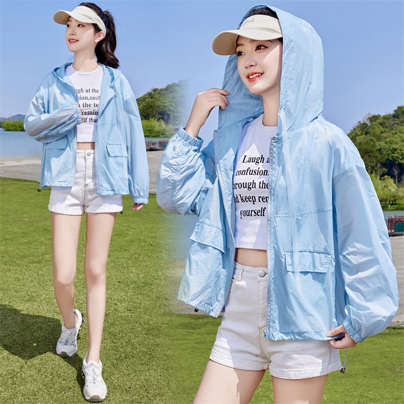 防晒衣女款夏季2025新款透气外穿薄款洋气大码小个子防晒服短外套，女装防晒衣，蝶眷