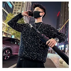 S596满天星高级感高端毛衣男装潮牌针织衫新款青年保暖打底衫，男装针织衫/毛衣，星座308A-1（原309B-1）