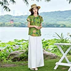 现货！夏季套装2026新款松弛感新中式盘扣上衣服女两件套端庄大气，女装套装/套裙，衣之秀