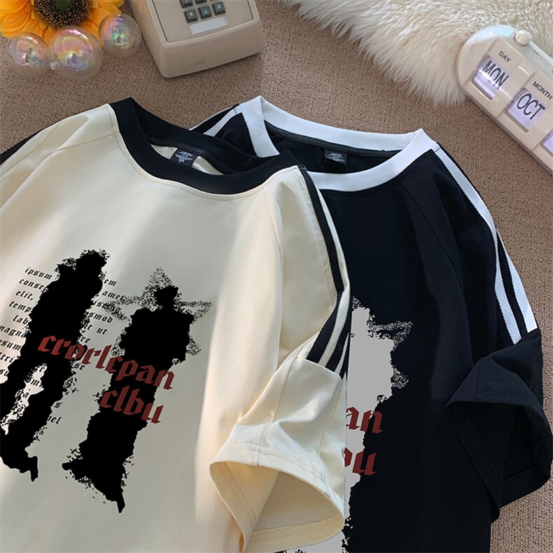 量大优供抖音视频支持得物品质配合二开美式三条杠短袖t恤ZD157,男装T恤,电商A486