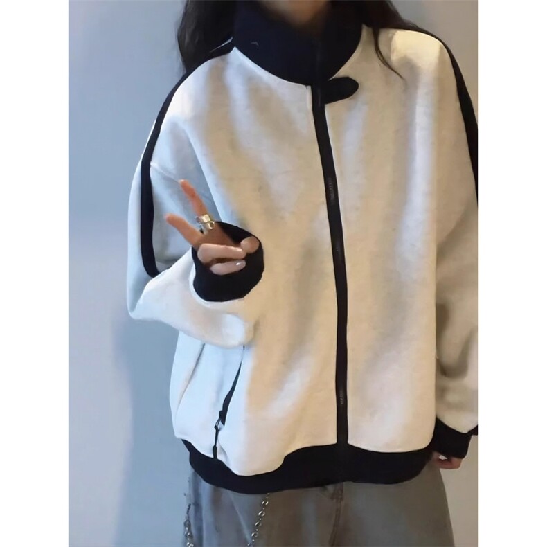 【004】纯色开衫拉链卫衣男款休闲宽松外套上衣A079-WYY0-P449,女装短外套,电商A079