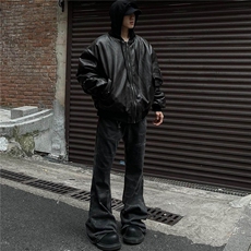 【有货】DM6022-P120美式复古连帽pu皮衣重磅工装加厚棒球服棉服，男装皮衣，星座603-2