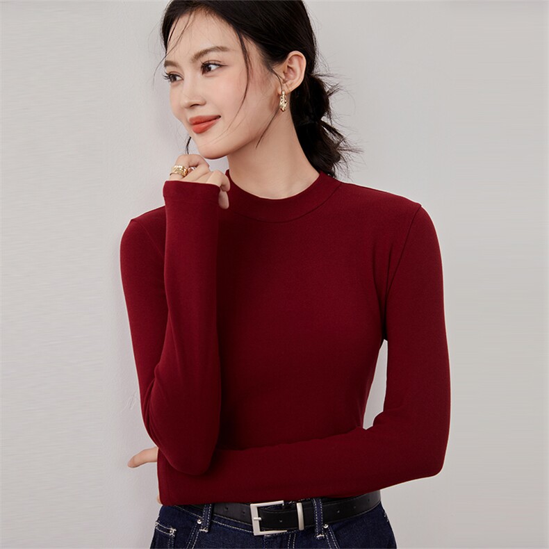半高领打底衫女长袖t恤新款秋冬内搭洋气外穿紧身上衣服潮,女装羊毛衫,硕诚羊绒