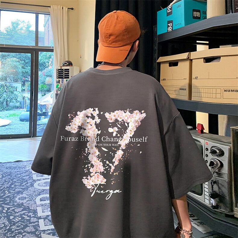 抖音得物二开现货供应220克夏装重磅美式高街宽松短袖t恤MT70,男装T恤,电商A486-1