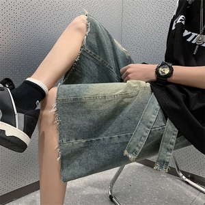 水洗牛仔短裤男夏季美式复古炸街痞帅高街宽松五分裤潮DK0245-P39图片