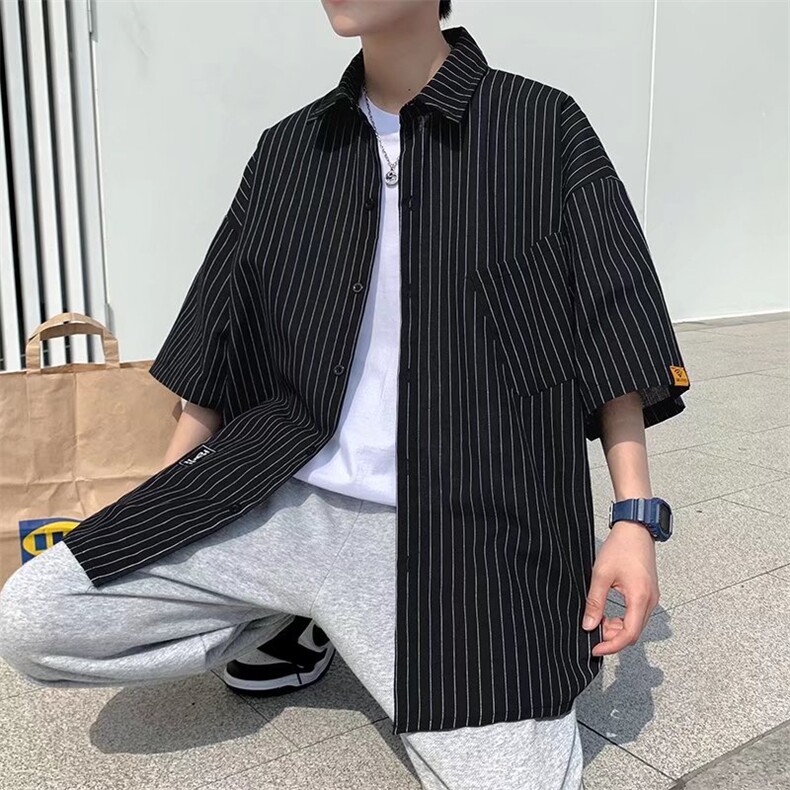 夏季短袖衬衫潮流帅气休闲衬衫条纹衬衫C550P28,男装衬衫,星座1116-2