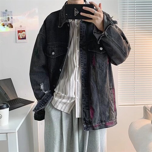 潮流牛仔夹克潮男春季方领夹克J2131P65,男装夹克,星座1116-2
