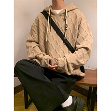 703-W329-P68秋冬立体菱形花纹休闲连帽卫衣，男装卫衣，星座703