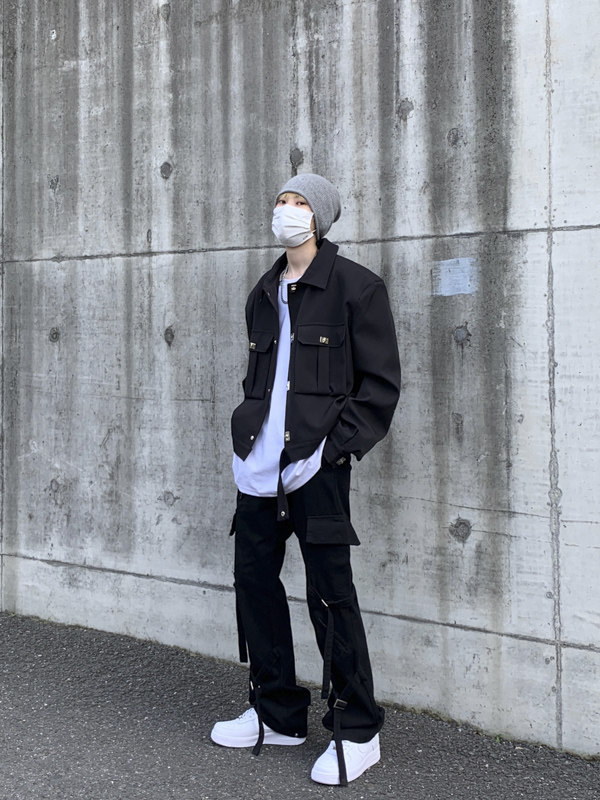 新款短外套韩版特殊下摆设计感宽松金属扣夹克W128P68,男装夹克,星座1116-2