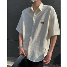 2026夏短袖格子衬衫大码男纹理提花衬衣薄外套CS580/特P35杏色3，男装衬衫，电商A094
