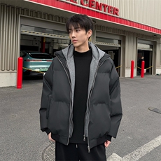现货高品质重磅工艺美式高街假两件PU皮棉衣男女加厚棉服外套，男装棉衣，电商A486-1