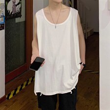 2023新款打底衫破洞宽松无袖内搭高街背心潮男T恤坎肩B101-p22，男装背心/马甲，星座1008-1
