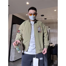 2025秋美式潮牌棒球领飞行夹克男士宽松休闲运动服外套W6641-P63，男装夹克，星座412-3