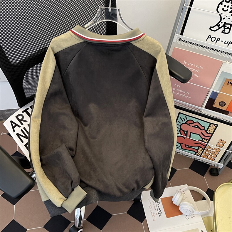 美式秋冬运动撞色Polo衫卫衣男宽松休闲l鹿皮绒上衣潮WY0128-P52,男装卫衣,星座308B-1