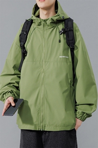 冲锋衣连帽夹克男宽松落肩纯色上衣外套DSA157B-JK727-P58图片