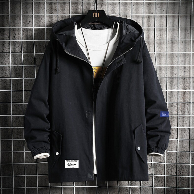 JK41062-P85 加棉款-P115 纯棉连帽夹克男士大码工装夹克男 网格图片