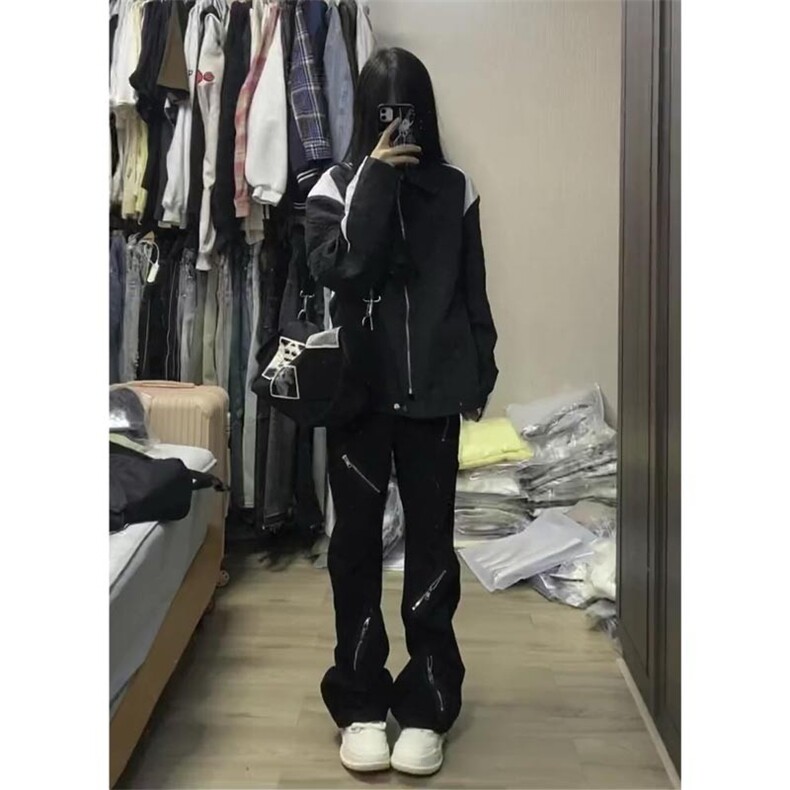 cleanfit美式多拉链牛仔裤男小众镰刀裤子直筒微喇裤KZ9037-P50,男装休闲裤,星座1007（原301D）