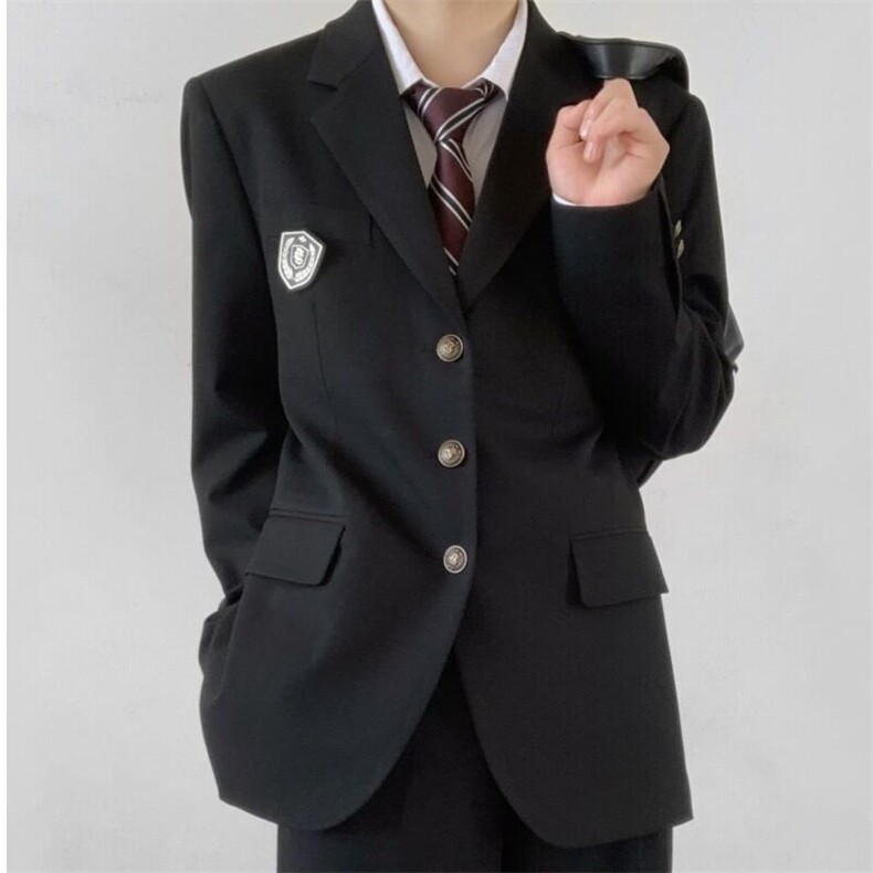 精品日系制服春秋季长款藏蓝色西服外套男士学生上衣西装西裤痞帅,男装西服,星座506A