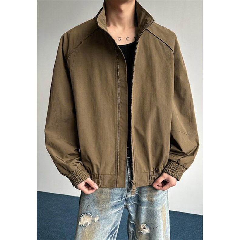 高品质春装新款老钱风美式高街解构立领棒球服飞行夹克休闲外套潮,男装夹克,电商A486-1