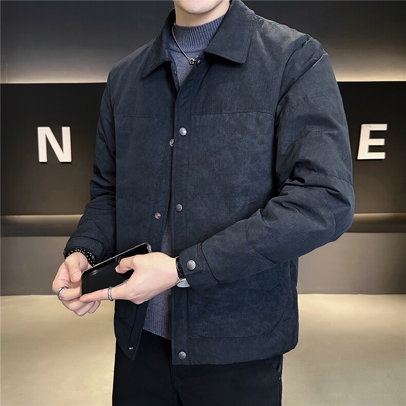 6621-L-4XL-P185标50绒店主秋季男士休闲翻领渲染泼墨羽绒服男,男装羽绒服,电商B255