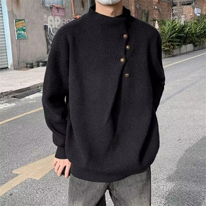 重磅侧扣时尚百搭复古高领纽扣设计针织毛衣潮流百搭潮6531 P59图片
