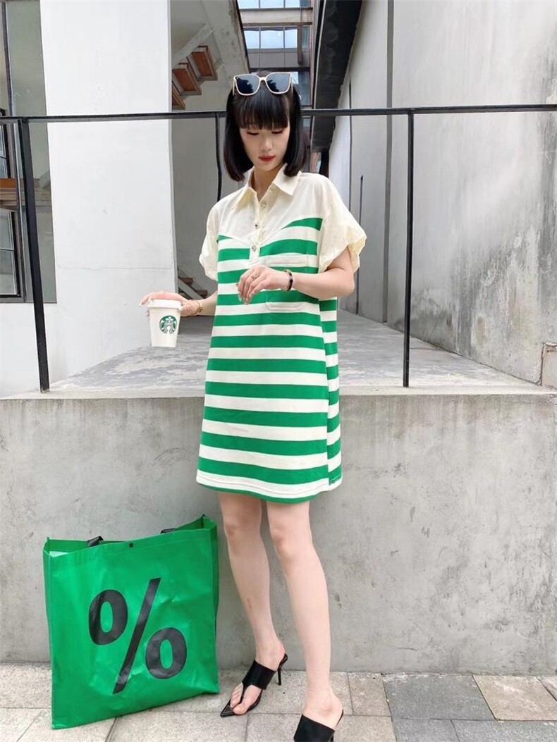 爱美欧，拼接条纹Polo裙，其它，爱美欧