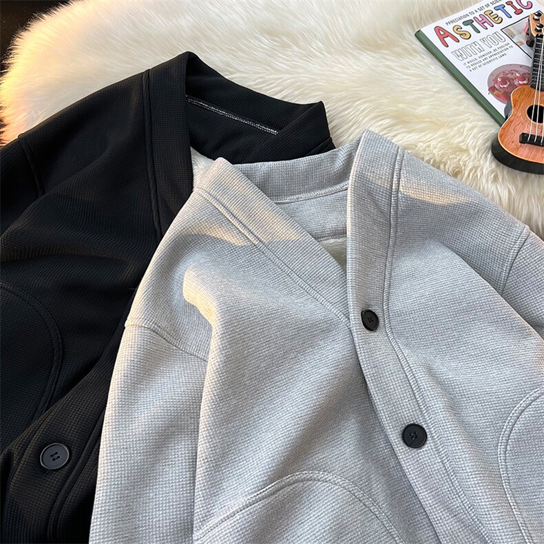 8XL-M羊羔绒开衫卫衣外套男秋冬季V领加绒加厚长袖上衣服KS001P58,男装卫衣,电商B312