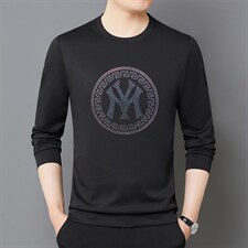 卫衣潮流2023春季新款男士卫衣时尚圆领潮流烫钻上衣商务休闲男装图片